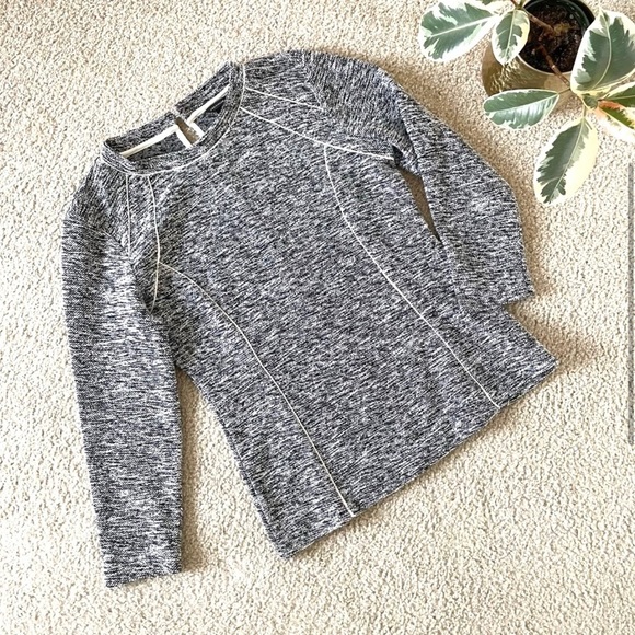 🎃 Ann Taylor Tweed Cotton Grey 3/4 Sleeve Blouse Small - Picture 4 of 12